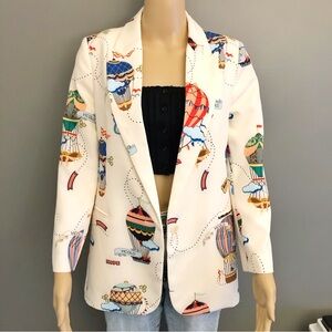 VICOLO ITALY Unique Colorful Prints Pattern Boho Hippie Party Suit Blazer Jacket
